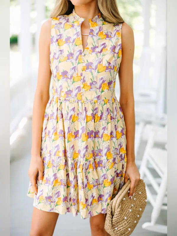 Shop The Mint Fate eyelet mini dress Tea Time Ditsy Floral sleeveless splice neck ruffle - Image 4