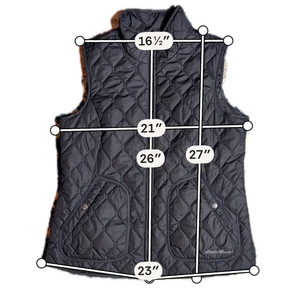 Eddie‎ Bauer Quilted Vest Women Large Black Excellent Full Zip Diamond Pattern - Image 10