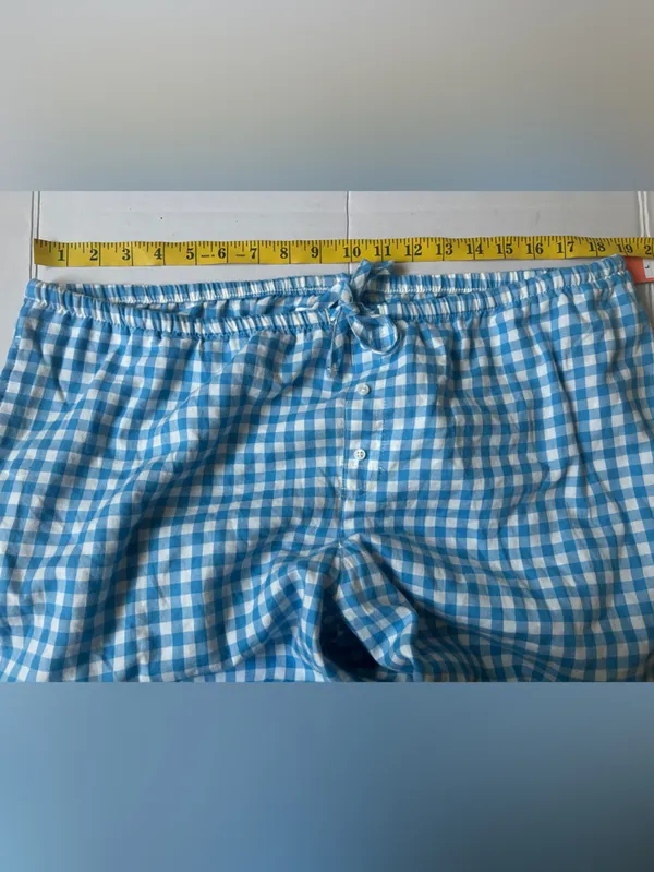 Colsie White and Blue Gingham Flannel Pajama Size L Size L - Image 6