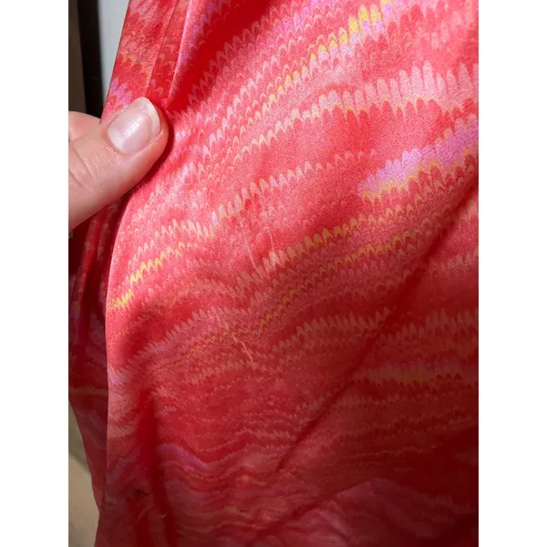 SALONI 100% Silk Mimi Maxi Dress Salmon Marbling Slip Style Size 4 FLAWED - Image 7