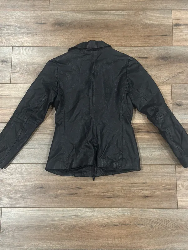 VERA PELLE Vintage 90s Grunge All Black Italian Leather Moto Jacket | Size XS - Image 3