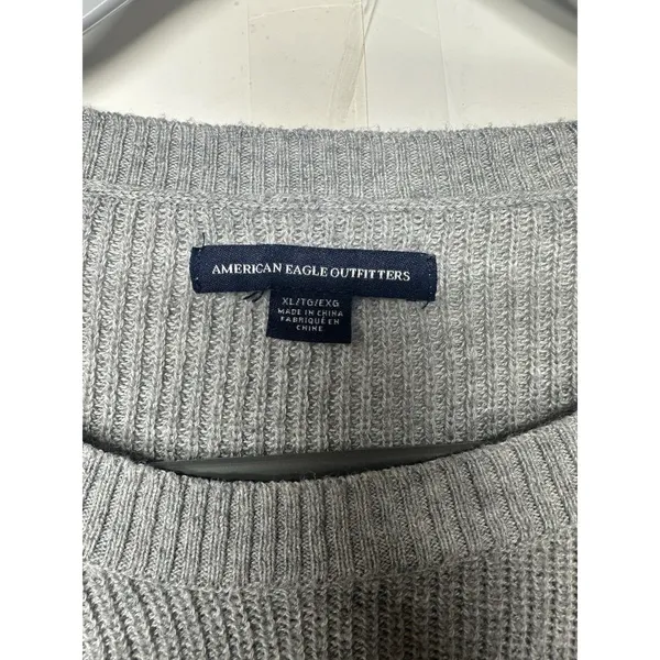American Eagle Women’s Xl Light Gray Knit Sweater Tie Sleeve Casual Top - Image 5
