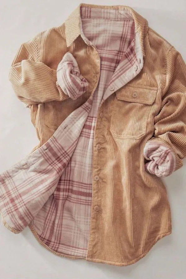 Love Tree Plaid Reversible Corduroy Jacket - Image 2