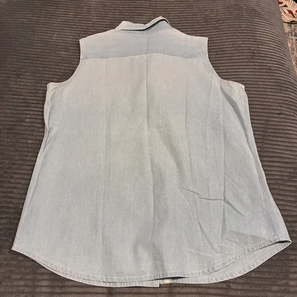 Vintage DISNEY Mickey MOUSE Denim Button Womens M USA Sleeveless Embroidered - Image 10