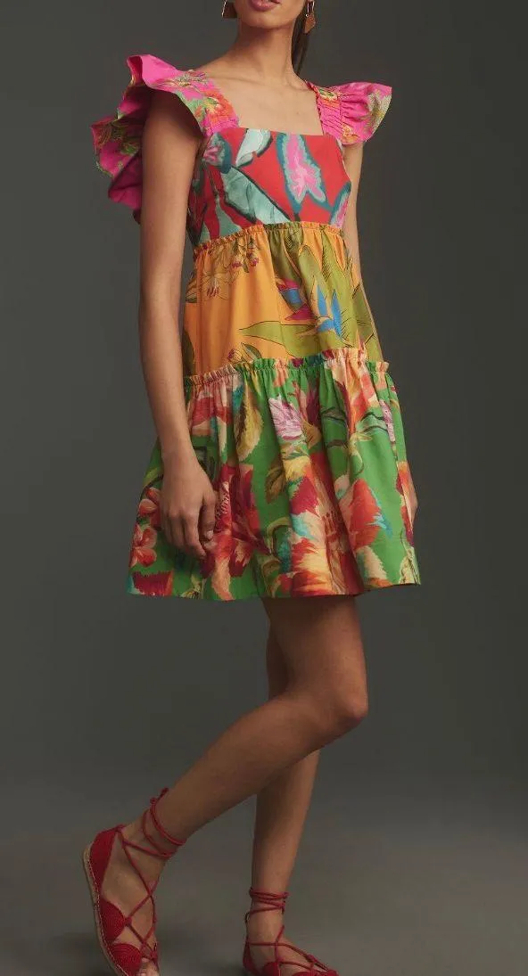 Foliage Mix Cotton Mini Dress, Size XS - Image 17