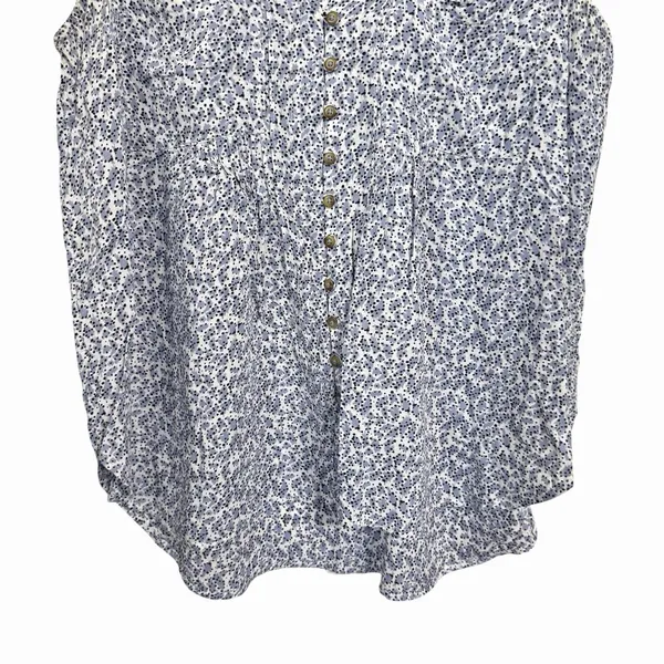 Maeve Anthropologie Womens Sz L Blue Floral Polka Dot V Neck Sleeveless Blouse - Image 3