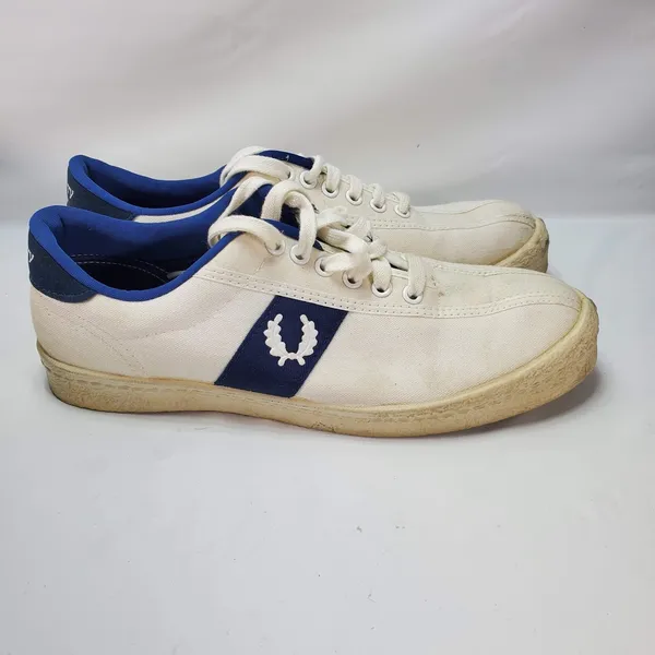 Vintage 70s Womens US 9 Fred Perry White Canvas‎ Low Trainer Shoes Sneakers Box - Image 5