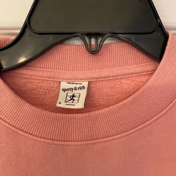 Sporty & Rich Women’s & Men’s Pink Cotton Athletic Sweatshirt Size Small - Image 5