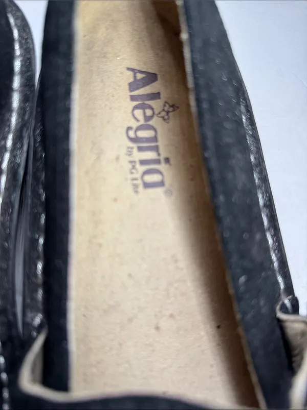 Alegria Feliz Black leather Mary Jane Flats adjustable Strap sparkle comfort 38 - Image 5