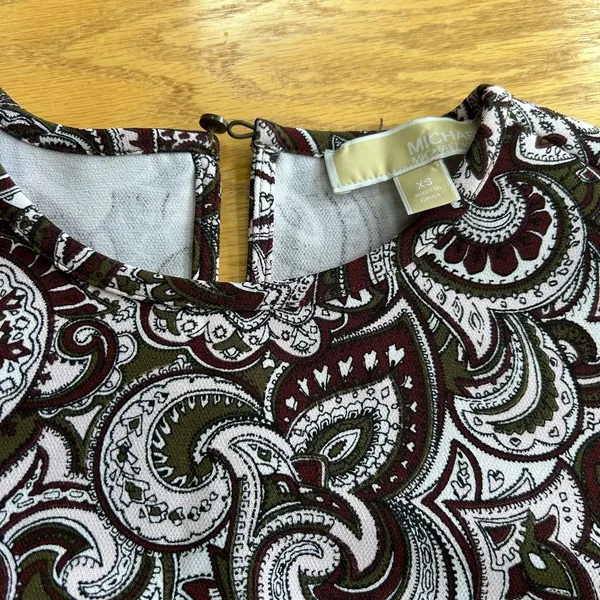 Michael‎ Kors Paisley Print Dress Women’s Size XS Short Sleeve A-Line Poly Crepe - Image 7