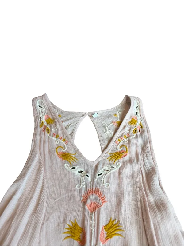 Intimately Free People Blush Pink Embroidered Boho Swing Dress X-Small Women's - Image 2