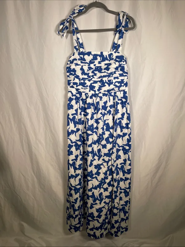 Abercrombie & Fitch Womens Emerson Maxi Dress Blue White Medium Tall - Image 2