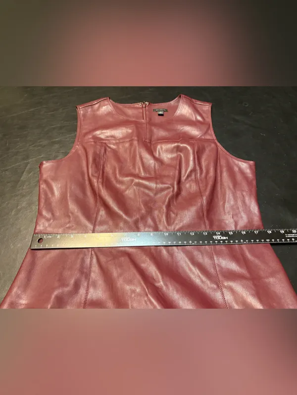 Ann Taylor Sleeveless Faux Leather Shift Dress in Deep Plum size 12 - Image 12