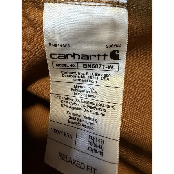 Carhartt Brown Solid Relaxed Fit Coverall Jumpsuit BN6071-W Rugged Flex Canvas - Image 9