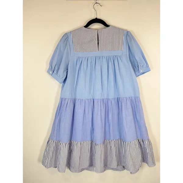 English Factory Womens Dress Blue Quinn Babydoll Striped Tiered A Line Small - Image 6