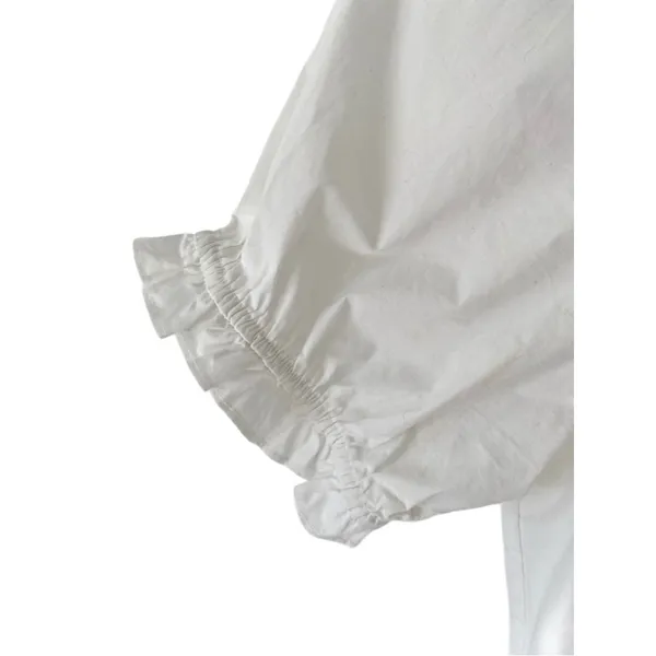 Hill House The Kit Ruffled Neck Short Sleeve Blouse White size medium - Image 6