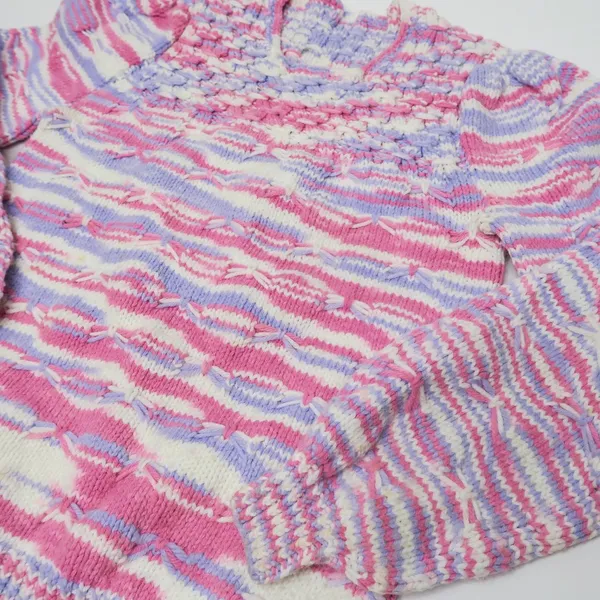 Vintage 80s Pink and Purple Knit Sweater - Image 3