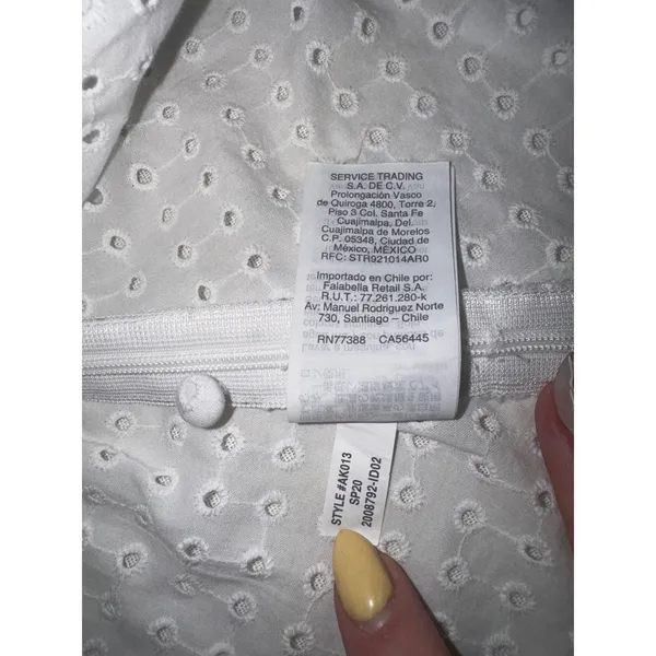 Madewell White Eyelet Button Front Blouse Ruffle Sleeve V-Neck Top AK013‎ Size 6 - Image 9