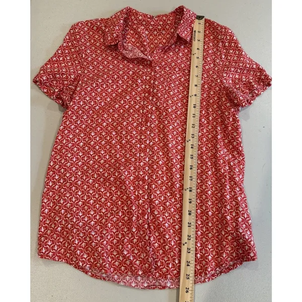 Collared Button Up Top Women Small Red Lightweight Travel Pocket Vacation Work - Image 4