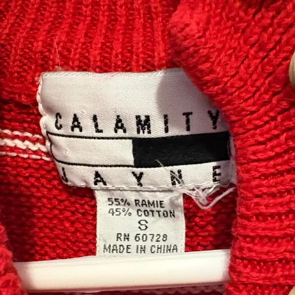 Vintage Calamity Jayne Red and white striped knit Sweater Vest small - Image 2