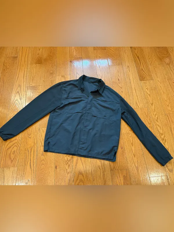 Fabletics Charcoal Gray Snap Front Utility Jacket Size Medium - Image 2