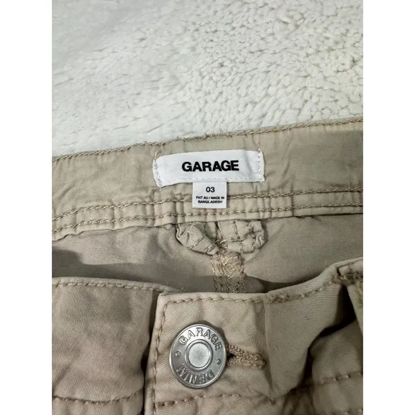 Garage Tan Cargo Pants Utility Workwear Y2K Khaki Straight Leg Size 3 - Image 4
