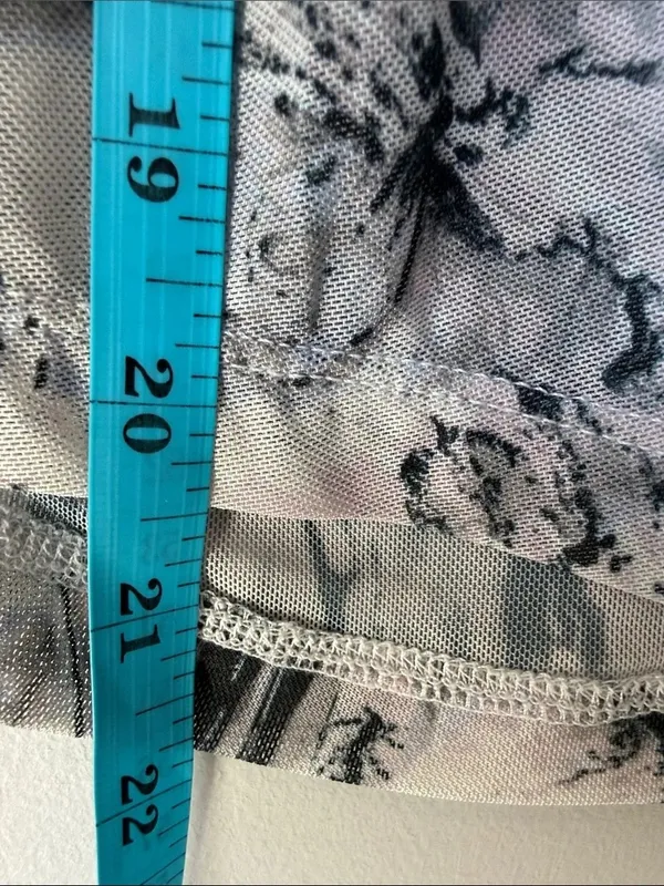 Open Edit Sheer Marble Print Long Sleeve Top - Image 6