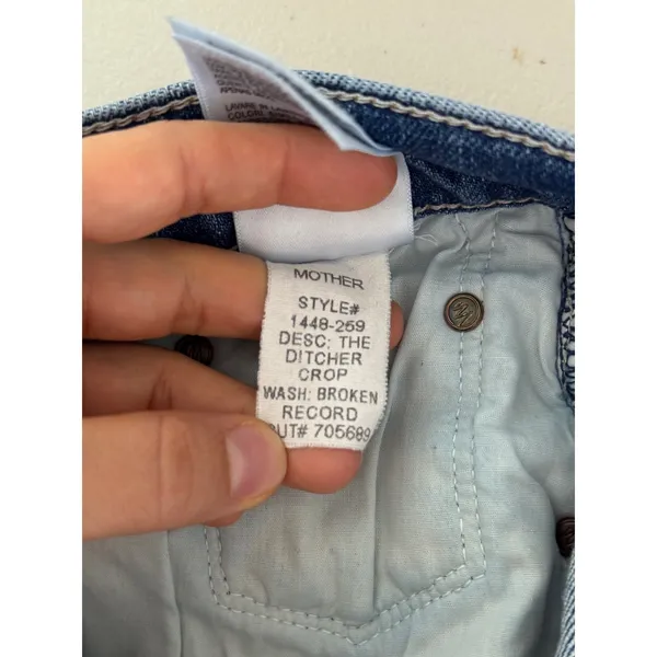 Mother The Ditcher Crop Jeans Blue Broken Record Distressed 1448-259 Size 29 - Image 8