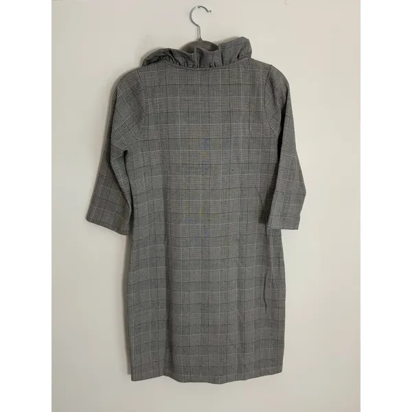 Gretchen Scott Ruff Neck Wall Street plaid‎ dress size small - Image 6