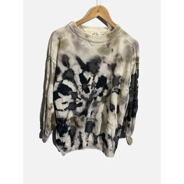 We The Free Sweater Womens XS Green Tie Dye Oversized Knit Pullover Boho Crewnec - Image 2