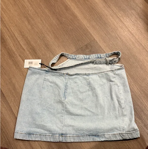 Revolve WeWoreWhat Cut-Out Denim Mini Skirt Light Wash - Image 5