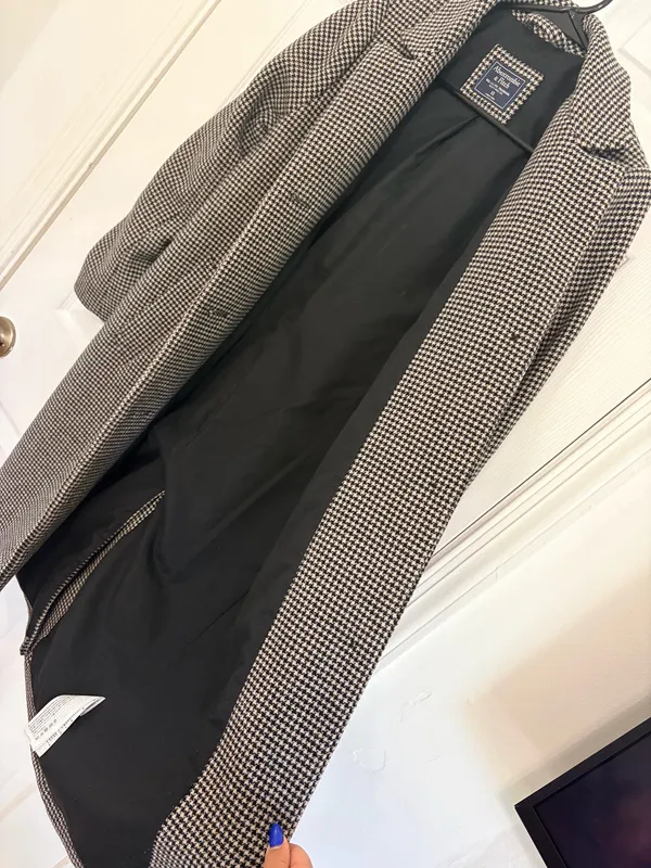 Abercrombie & Fitch Houndstooth Longline Coat XS Classic Preppy Old Money Winter - Image 6
