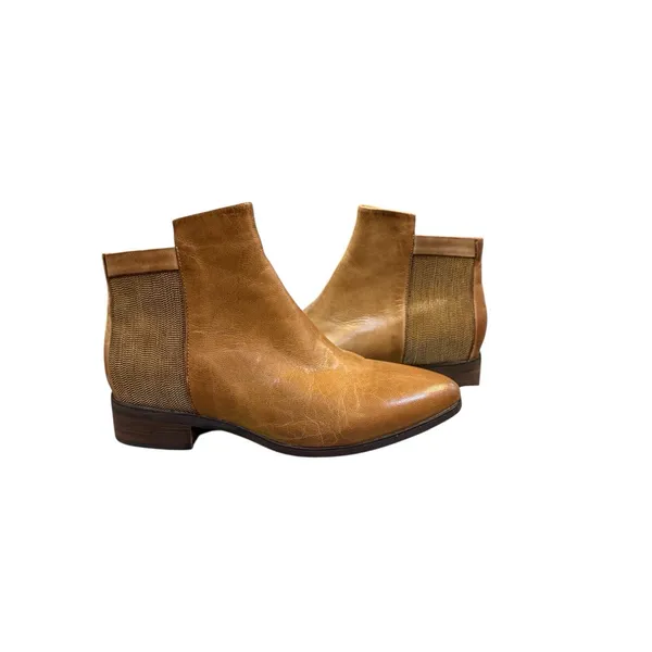 Antelope Carson‎ Bootie Size 37 US 6-7 Taupe Brown Metallic Insert Distressed - Image 16