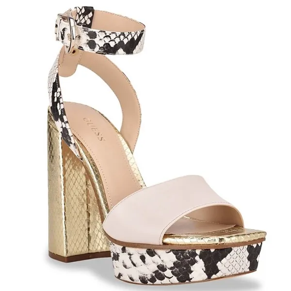 Guess Rippa Python & Gold platform Strappy heels Size 9.5  ‎ B53 - Image 3