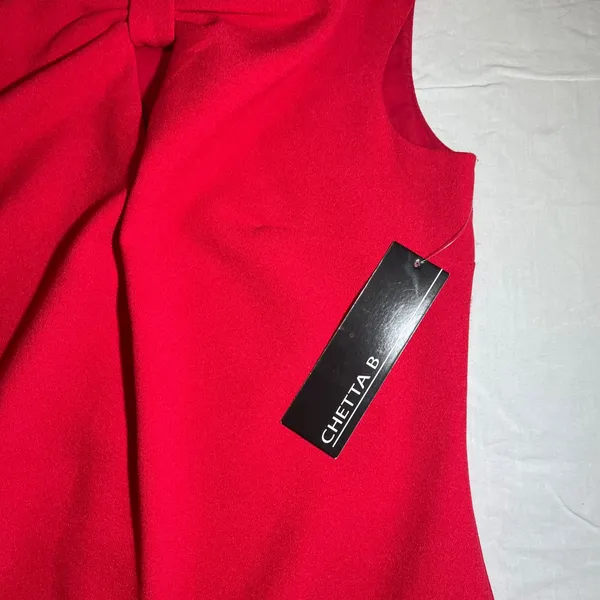 NEW Chetta B Body con Dress Lipstick Red Size 8 Zip Up Peek a Boo - Image 4