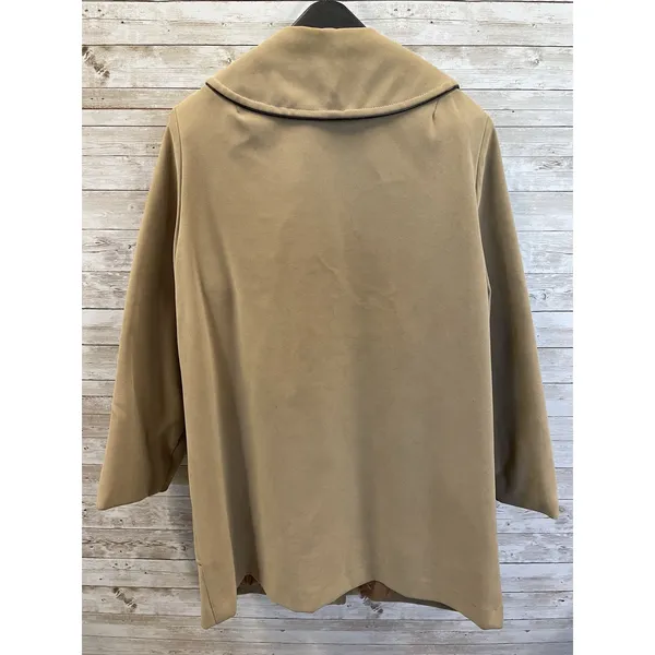 Vintage 60s-70s Womens 18 Coat Mod Tan Faux Suede‎ Peter Pan Collar A-Line USA - Image 7