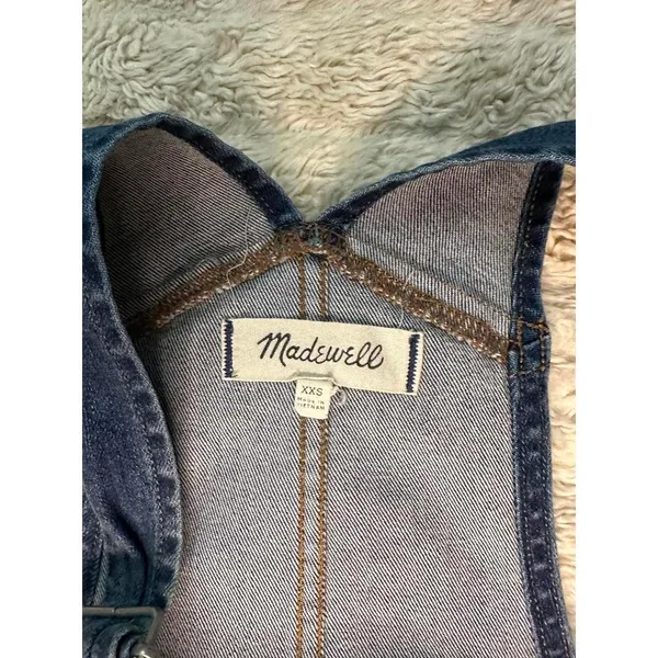 Madewell classic medium wash skinny frayed hem denim overalls Size XXS - Image 8