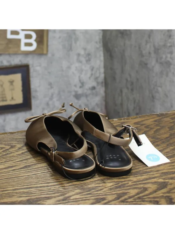 A New Day Womens Camille Satin Slingback Bow Flats 94648293 Brown 7.5M - Image 4