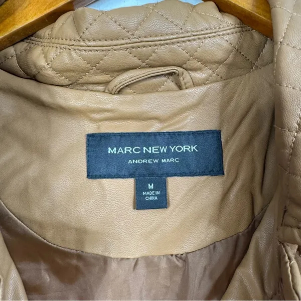 Marc New York‎ Brown Faux Leather Quilted Vest Size Medium - Image 3