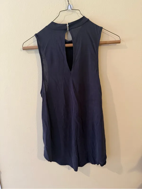 American Eagle Outfitters Navy Mockneck Sleeveless Tank Top - Image 4