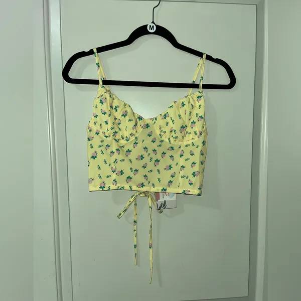 Copper Closet Crop Top with Adjustable Straps Sunny Floral - Image 2