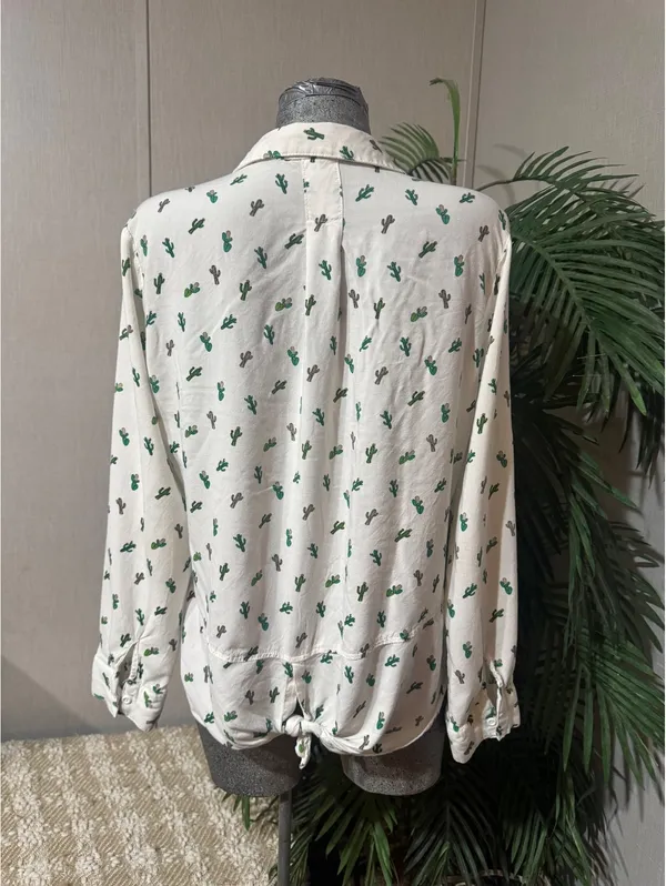 Per Se white button-down Western shirt with cactus print  Size XL - Image 3