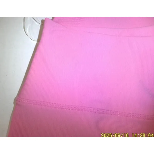 EUC Large Womens WILO Ribbed Pink set Leggings Bra Top one shoulder - Image 5