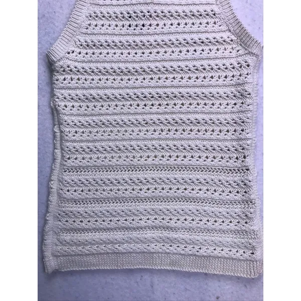 Banana Republic Organic Cotton Sweater Tank Womens‎ Small Cream Crochet Knit - Image 9