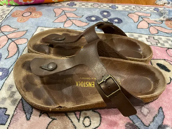 Birkenstock Sandals Leather Gizeh Thong Brown 38 - Image 5