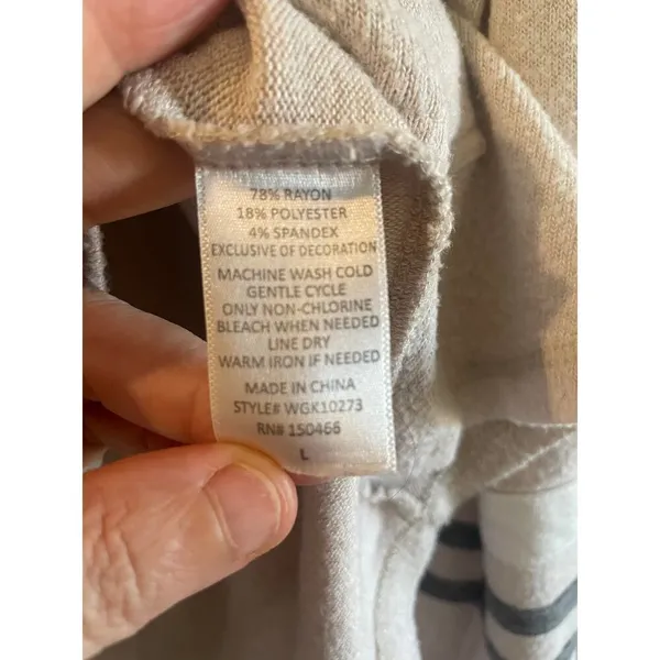 Market & Spruce Kallon Brushed Knit Hoodie Sweatshirt Beige Drop Shoulder Sz L - Image 7