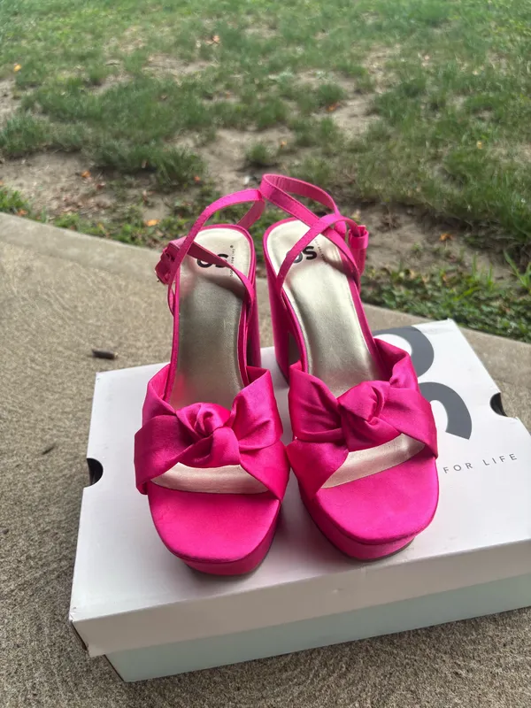 SO 5.5 hot pink violetta platform block heels - Image 4