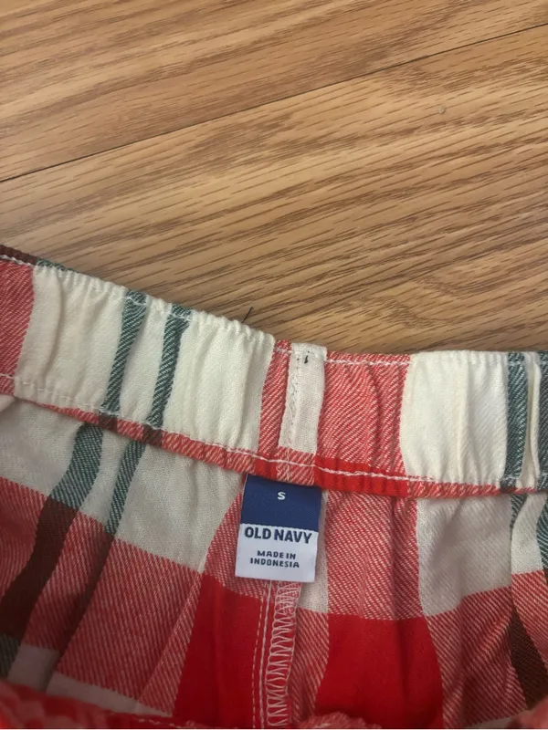 Old Navy Red White Green Plaid Flannel Jogger Style Pajama Pants Size Small - Image 5