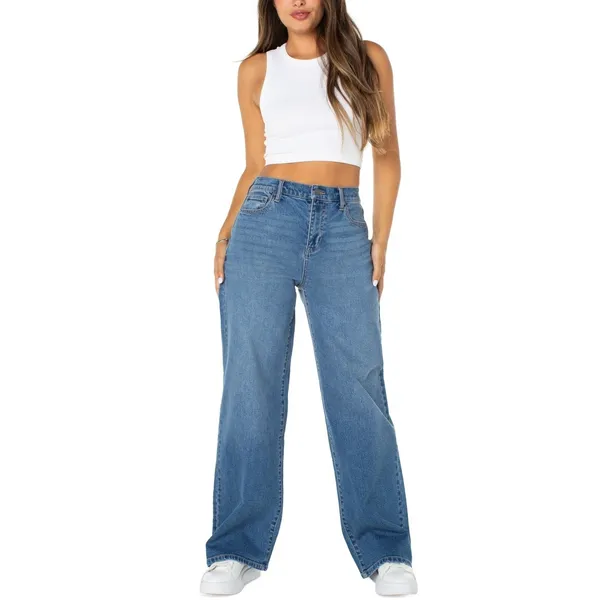 Celebrity Pink Juniors Mandy Baggy Jeans Size S Medium Wash High Rise Wide Leg - Image 3