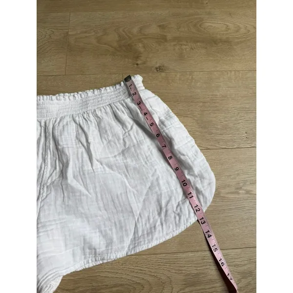 Aerie Gauzy High Waisted Short White Smocked Elastic Waist Beach Loungewear XL - Image 5